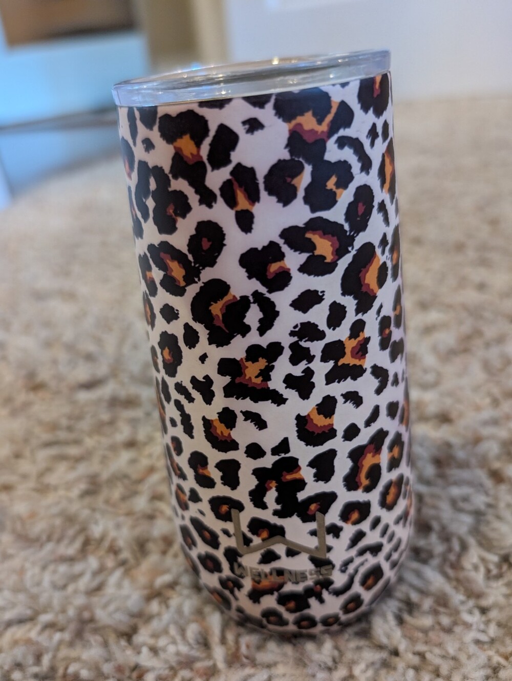 Leopard Print Insulated Tumbler By Wellness- Tan with Black & Brown Spots
